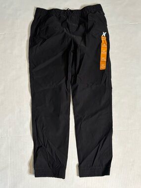 NWT Black Hurley Boy XXL(18/20) Lightweight Jogger Pants with Logo Elastic Waist